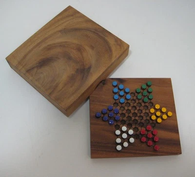 Chinese Checkers Travel Game Wooden Board 15cm Square Excellent Condition  - Image 1 of 4