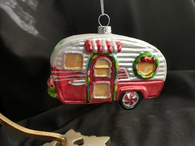 Remolque Happy Camper adorno de Navidad Robert Stanley colección para el hogar vidrio Foto 1 de 4