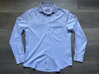 Men’s Small Button Up Blue And White Shirt Long Sleeve 4 way stretch   - Image 1 of 4