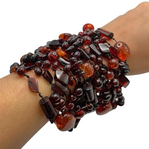 Multi Strand Amber Beaded Bracelet - Picture 1 of 3