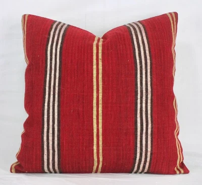 Funda Almohada Kilim Turca Decorativa Roja 20" Amarillo Marrón Kilim Cojín Foto 1 de 4