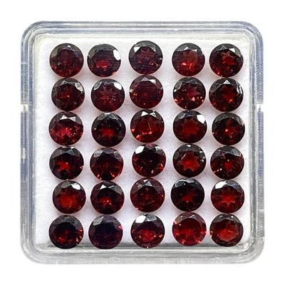 30 Pcs Natural Mozambique Garnet 6mm Round Cut Loose Untreated Gemstones Lot - Image 1 of 4
