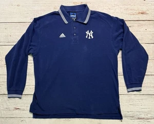 Vtg 90s Adidas New York Yankees Polo Long Sleeve Shirt Men’s Sz XL - Picture 1 of 9