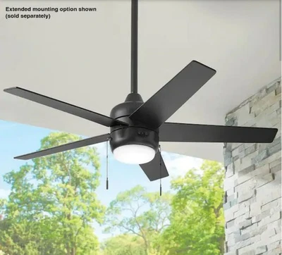 44" LED In/Out 5 Reversible Blades 3 Speed Frosted Shade Pull Chain Ceiling Fan  - Image 1 of 4