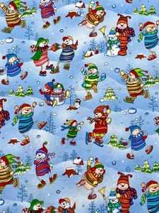 Exclusively for Hancock Fabrics Colorful Snowmen at Play 2 yds - Picture 1 of 1