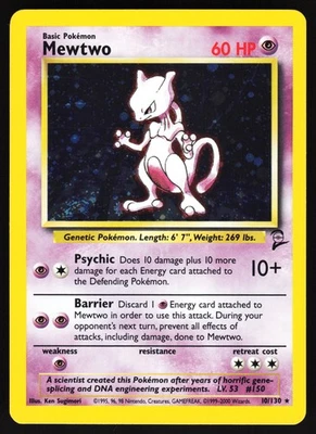 Mewtwo #010/130 Pokemon Base Set 2 VINTAGE NM - Image 1 of 2