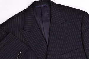 Brooks Brothers 1818 Regent Wool Black Double Breasted Stripe Blazer Jacket 41 R - Picture 1 of 13