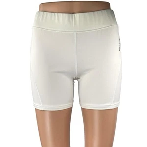 Reebok Women's White Pull On Mid Rise Yoga Workout Athletic Biker Shorts Size L - Picture 1 of 5