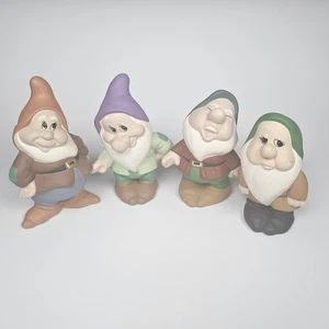 Vintage Disney Snow White Lot Of 4 Dwarfs Ceramic Set Outdoor Decoration READ - Picture 1 of 19