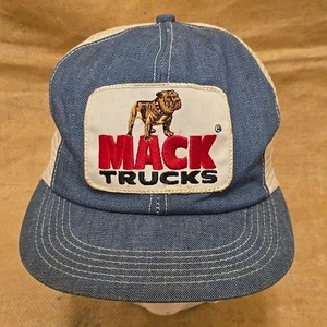 Vintage Mack Trucks K Products Hat K Brand Trucker Denim Patch - Picture 1 of 13
