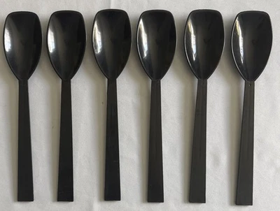 6 Black Plastic Serving Spoons-Utensils for Catering, Buffet & Parties 9.5”Long - Image 1 of 2