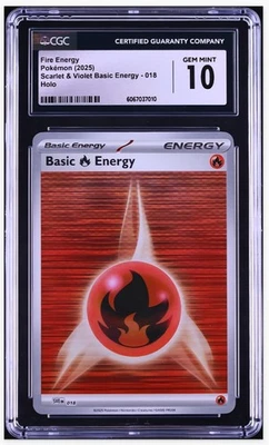 2025 😺 Fire Energy SVE 018 White Flare Horizontal Holo Pokemon CGC-10 - Image 1 of 2