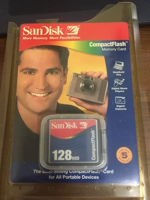 SanDisk CompactFlash 128 MB Memory Card, SDCFB-128-768, PC, Music Player, Camera - Image 1 of 4