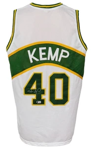 Seattle Supersonics Shawn Kemp Autographed Pro Style White Custom Jersey BAS ... - Picture 1 of 2