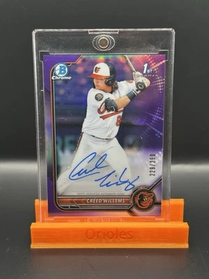 2022 Bowman Chrome Creed Willems Purple Refractor Auto #CPA-CW /250 - Image 1 of 2
