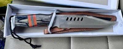 12" CHIPAWAY CLASSICS SERIES "EAGLE FEATHER BOWIE” CARVED BONE HANDLE ARTWORK - Image 1 of 4