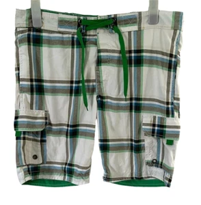 Cedarwood State active swim beach shorts white with blue/green checks size L - Picture 1 of 5