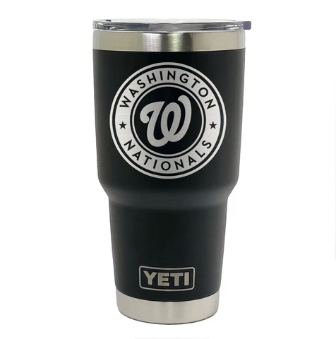 WASHINGTON NATIONALS YETI Laser Engraved 20 or 30 oz.Black Tumbler Cover
