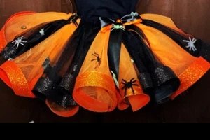 Halloween Glitter Ribbon Tutu Skirt With Bugs And Creepy Crawlers - Picture 1 of 1
