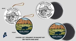 BADLANDS NATIONAL PARK Juego de adornos/imanes regalo coleccionable NPS vacaciones - Imagen 1 de 1