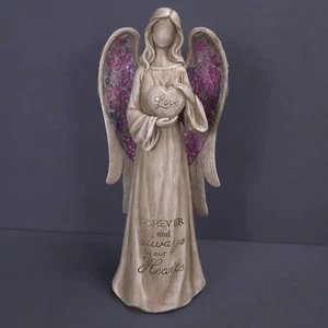 Memorial Angel Statue Figurine Mosaic Stained Glass Wings In & Out Doors Heart - Picture 1 of 8