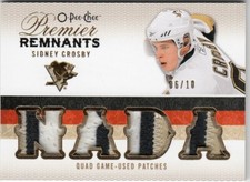 2009/10 OPC PREMIER REMNANTS SIDNEY CROSBY QUAD GAME-USED PATCHES 6/10