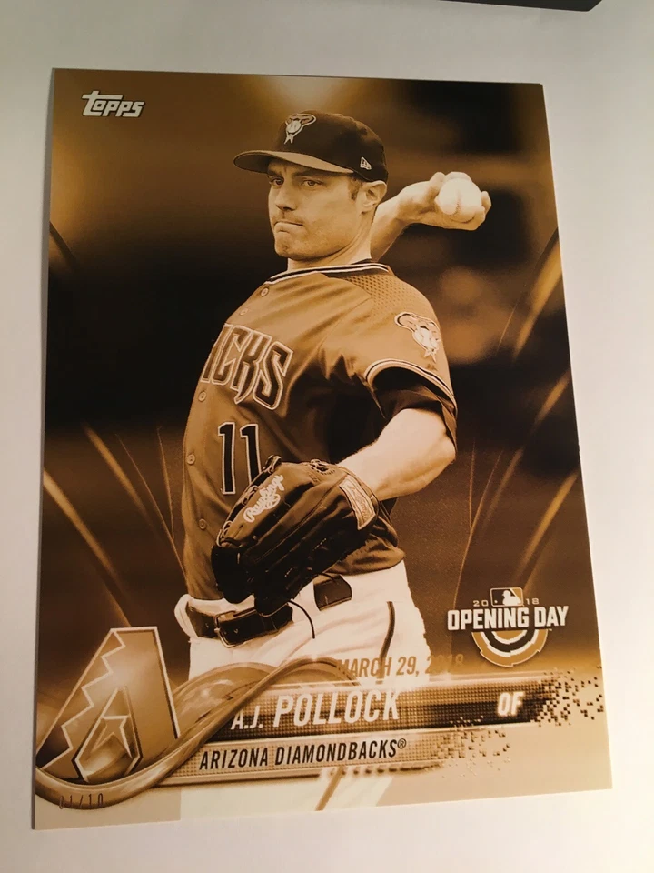 2018 Topps Opening Day 5x7 Jumbo A.J. Pollock DBacks 8 Gold 01/10 - Image 1 of 1