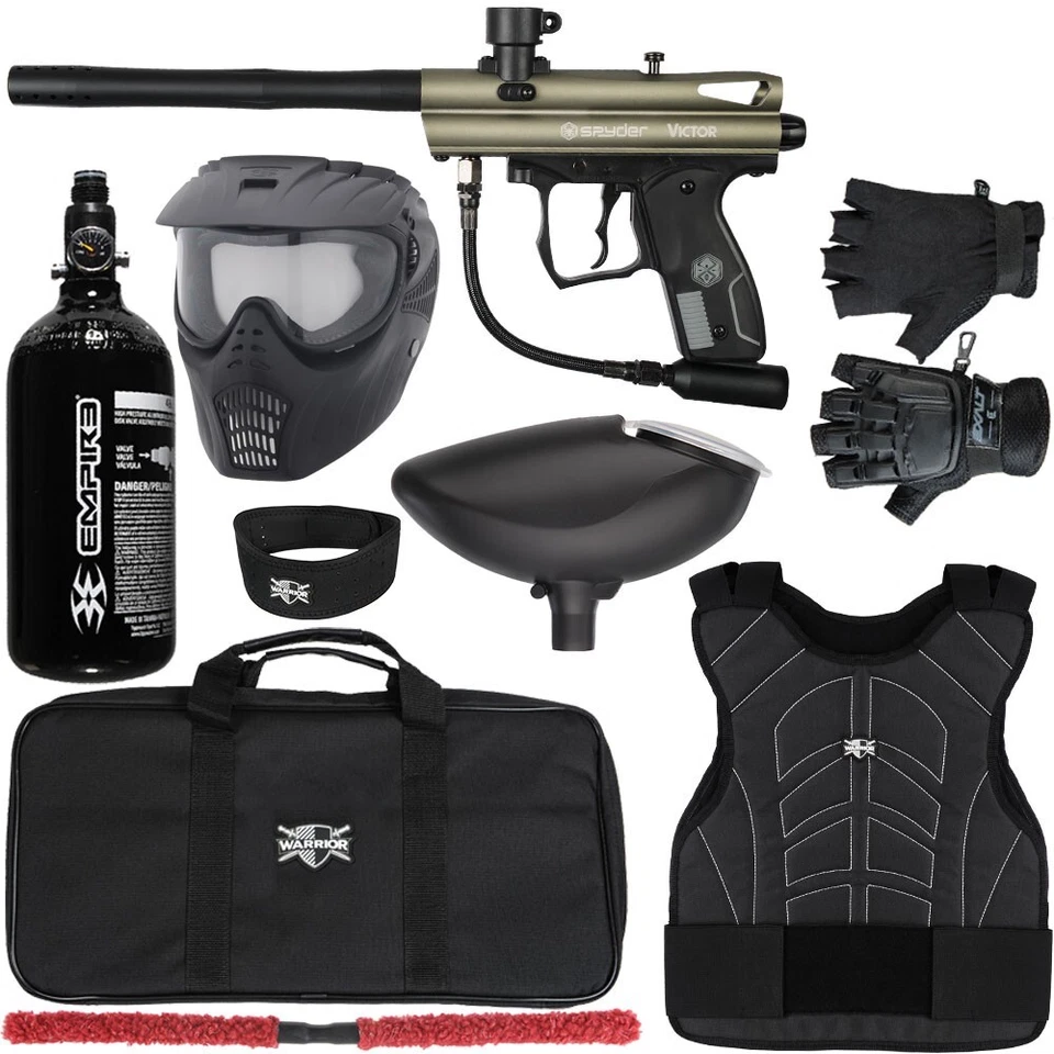 Kit Pistola Paintball Protector Kingman Spyder Victor Nivel 1 - S/M - Polvo Oliva Foto 1 de 1