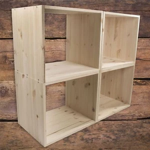 4 Tier Wooden Bookcase Shelving Display Storage Unit/Unpainted Pine Natural Wood - Picture 1 of 12