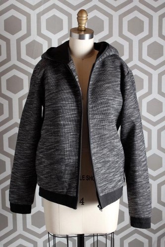 T by Alexander Wang French Terry Felpa con Cappuccio Zip Small S Giacca Bordo Nylon Nero