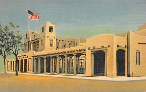 # B002 SANTA FE, N.M. LINEN POSTCARD, POST OFFICE - Foto 1 di 2