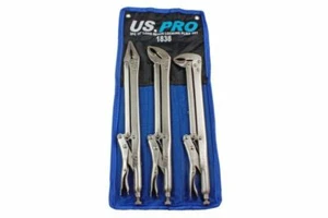 US PRO 3 Stück Locking Mole Grip Zange 15" flache & gebogene Backen lange Reichweite Schweißen - Bild 1 von 3