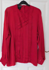 Beautiful Vintage Escada Crimson Silk/Satin Long-Sleeved Pleated Blouse Size 14