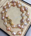 Magnifique collier perle baroque naturel 12-13 mm mer du Sud rose violet 14-36'