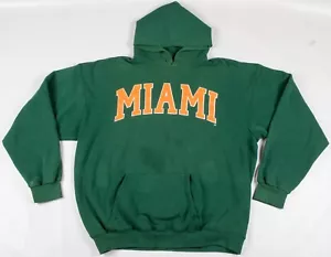 Vintage 1980s University of Miami UM Hurricanes Hoodie Green USA Made Men's XL - Picture 1 of 10