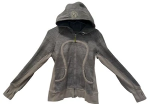Lululemon Full Zip Fleece Lined Gray Jacket with Hood & Thumbholes Size 10 (19" - Picture 1 of 3