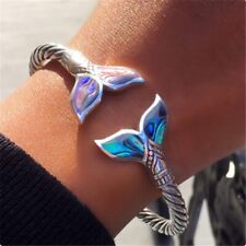 925 Silver Fishtail Bangle Cuff Gemstone Bracelet Women Wedding Jewelry Gifts