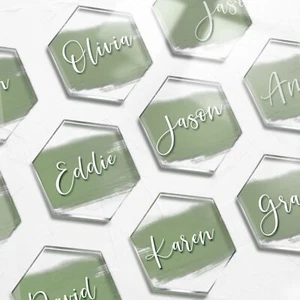 80pcs Clear Acrylic Place Cards For Wedding | Blank Hexagon Table Seating Cards - Picture 1 of 8
