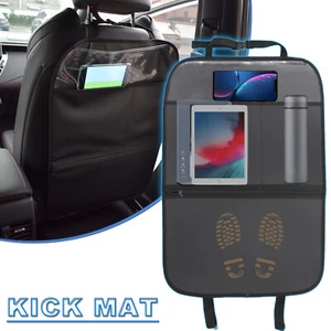 Car Seat Back Organizer Drink Water Bottle Storage Bag Holder Anti Kick Pad Mat - Picture 1 of 7