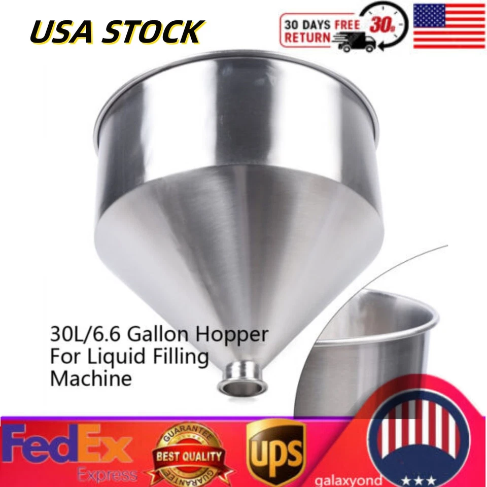 30L / 6.6 Gallon Hopper Stainless Steel Funnel For Liquid Filling Machine USA - Image 1 of 4