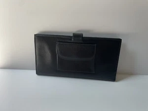 Vintage Black Leather ( Honey Kid) Checkbook Cover With Coin Pocket St Thomas - Picture 1 of 12