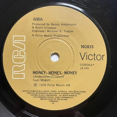 Abba Money Money Money / Crazy World Vinyl Record 7” 45 RPM 102835 RCA 1976 OG - Image 1 of 4