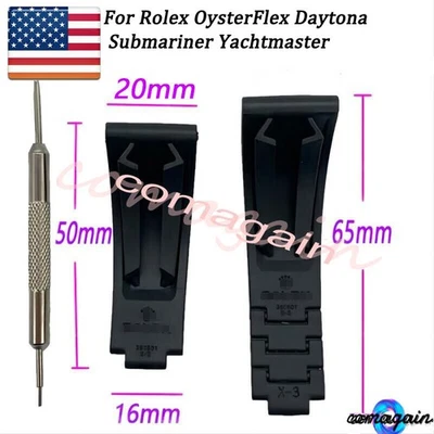 20mm Watch Band Strap Rubber For Rolex OysterFlex Daytona Submariner Yachtmaster - Image 1 of 4