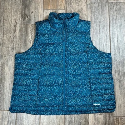 Chaleco acolchado Lands' End para mujer 3X 24W-26W azul geométrico cremallera completa sin mangas Foto 1 de 4