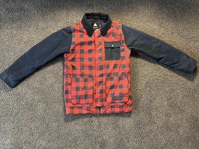 Burton Jacket Mens Large L Plaid Red Living Lining Hooded Snowboard Coat Winter - Image 1 of 4