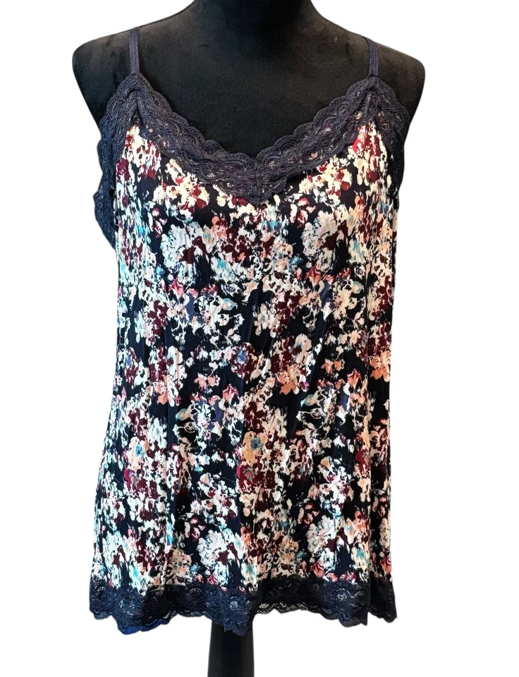 Lane Bryant Women Camisole Tank Sz 18/20 Multicolor Floral Knit Lace Stretch NWT - Image 1 of 4