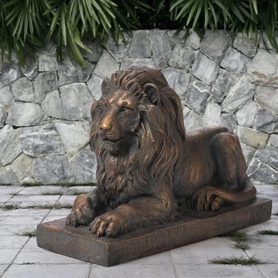 Glitzhome Guardian Lion Garden Statue Outdoor Sculpture, 15.25" H - image 1 of 4