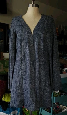 Karen Scott Plus Size Open-Front Duster Cardigan Blue Marl SZ 3X EUC - Image 1 of 4