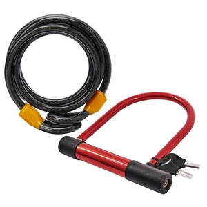 Candado de bicicleta con grillete en D + cable de seguridad de acero de 2,1 m en forma de U + 2 llaves - Imagen 1 de 11