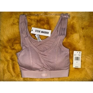 Camiseta sin mangas Steve Madden Bralette acanalada ropa deportiva ocio deportivo, corteza, talla S, nueva con etiquetas - Imagen 1 de 3